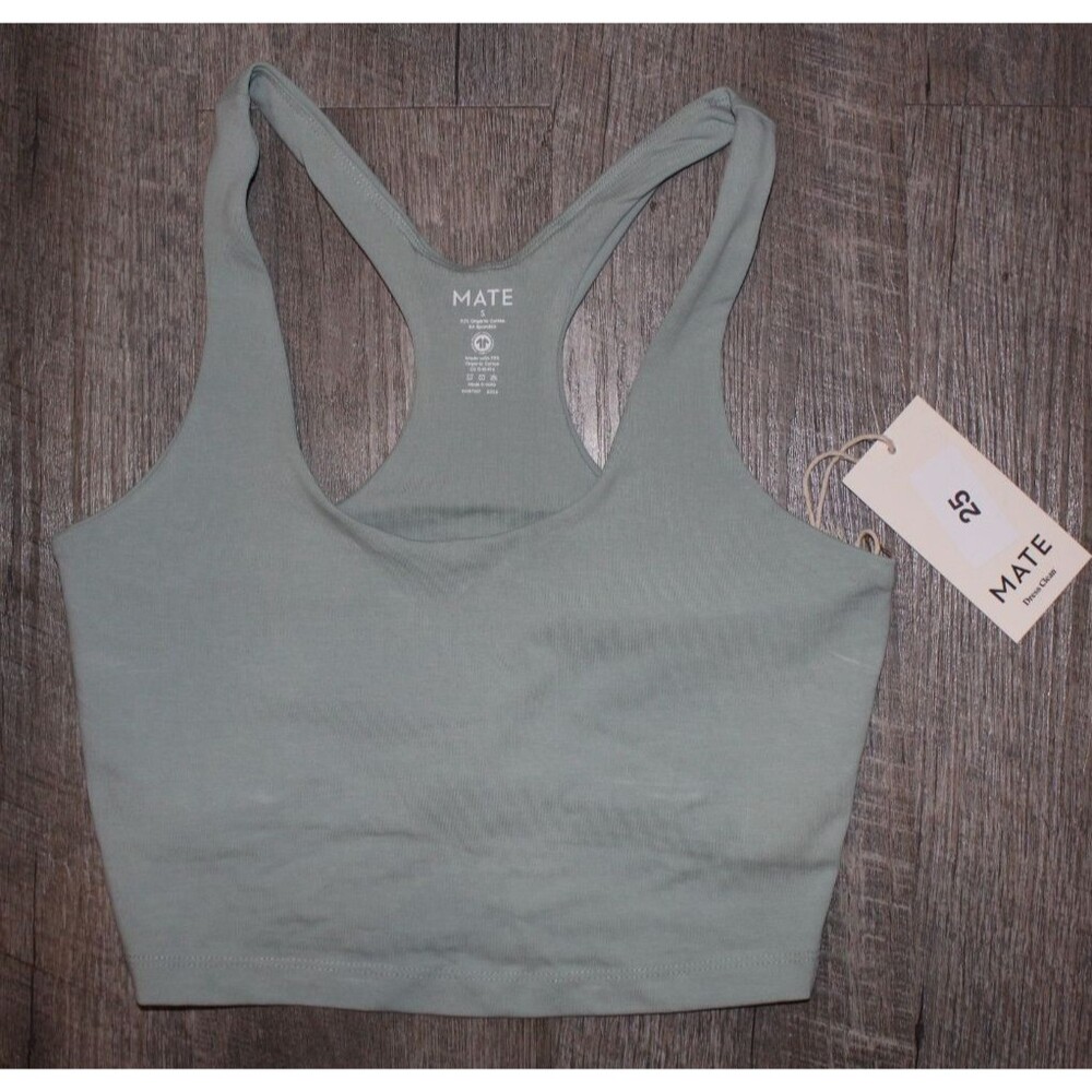 MATE THE LABEL ORGANIC STRETCH RACERBACK TANK DEW GREEN NWT